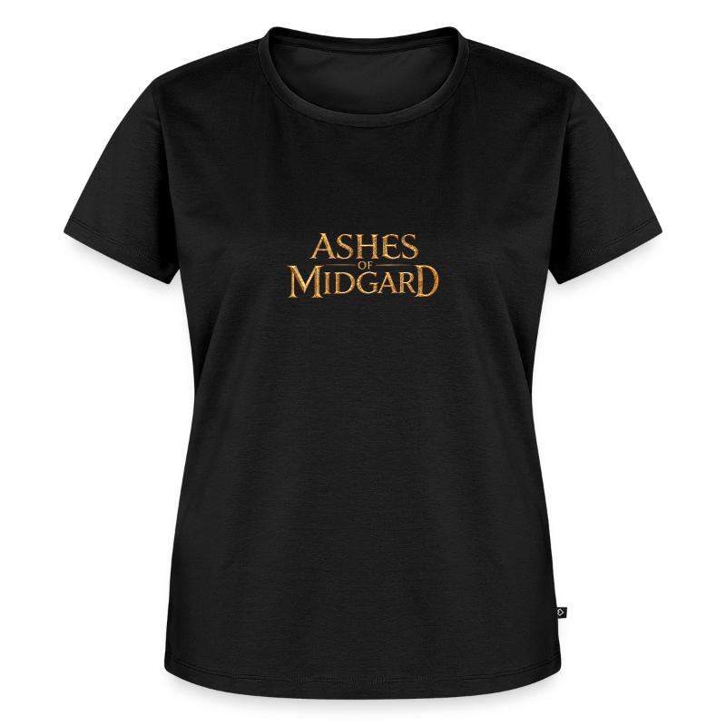 Schwarzes Damen-T-Shirt mit dem goldenen Ashes-of-Midgard-Logo