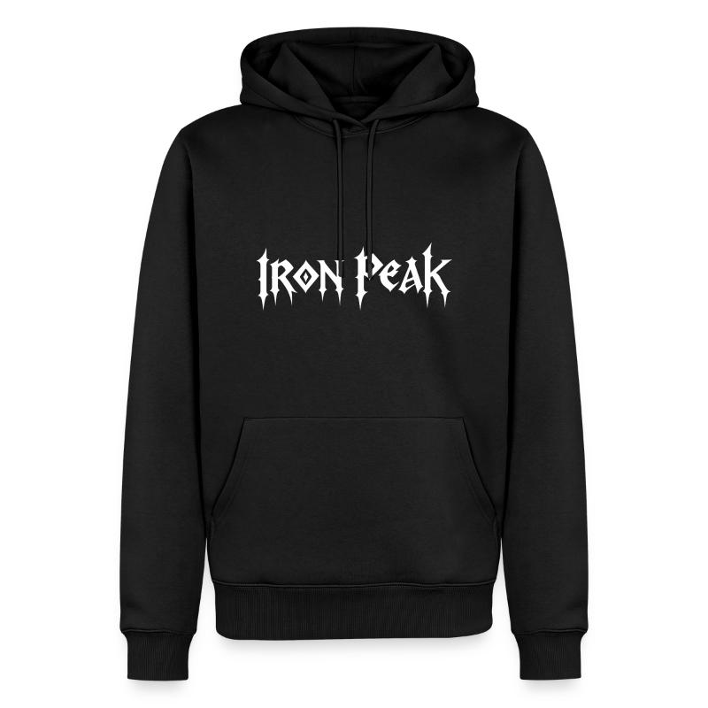 Schwarzer Hoodie mit dem gotischen Iron Peak Logo