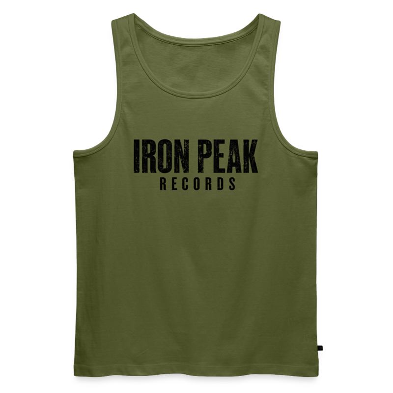 Olivgrünes Tank Top mit dem Iron Peak Records Logo